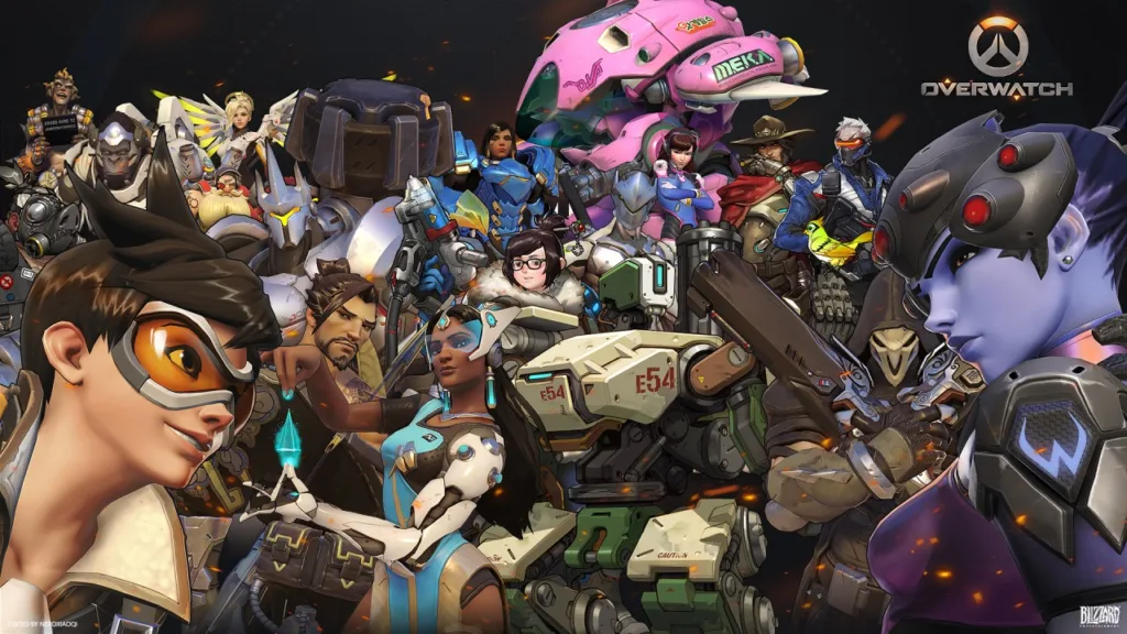 A composited image of several overwatch characters.